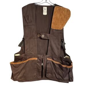 VTG Bob Allen Gun Club Padded Suede Trim Shooting Hunting Vest Men's L  Brown